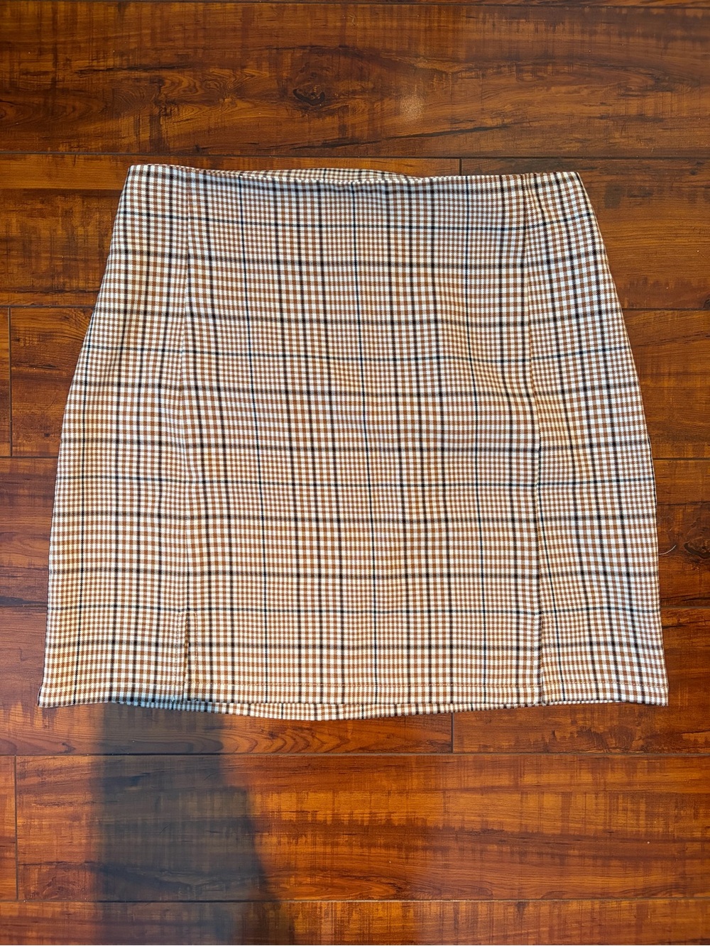 Checked Mini Skirt in Brown and Black | Size Large
